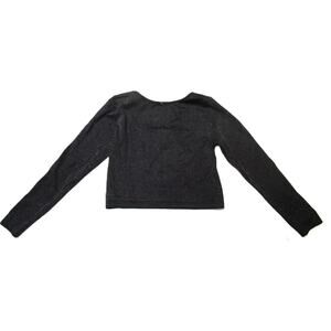 All in Motion Women's Black Crop Top Size XL Black Long Sleeve Silver Glitter